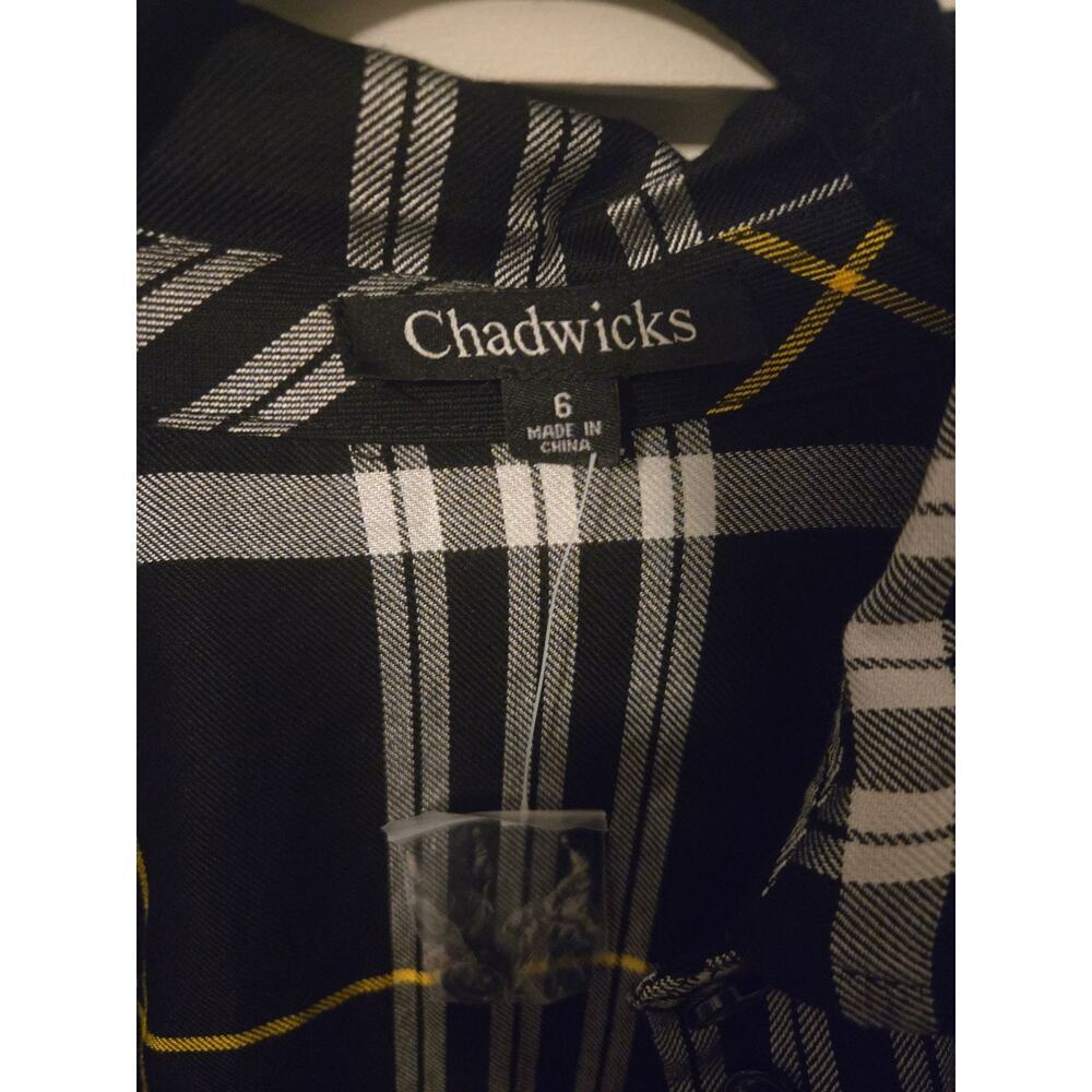 Chadwicks Black and Yellow Plaid Midi Shirt Dress Size 6 - Picture 3 of 3